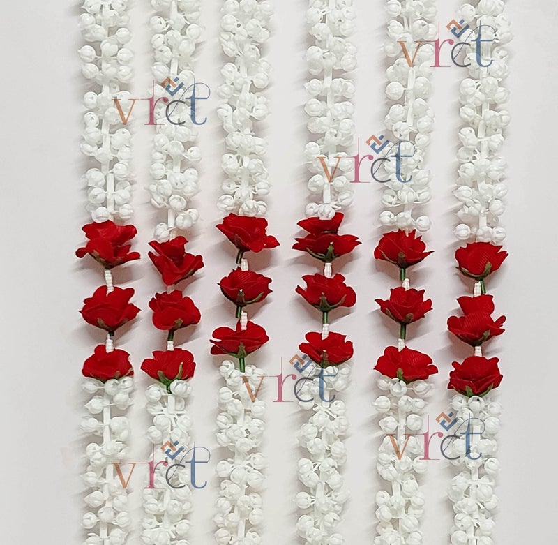 VRCT Artificial Marigold Flower Garlands 5 Feet Long (Multicolor) (Red, White) - Image 4