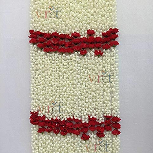 VRCT Artificial Marigold Flower Garlands 5 Feet Long (Multicolor) (Red, White) - Image 1