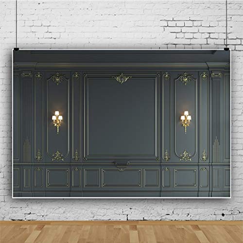 Haoyiyi 7x5ft Interior Wall Backdrop Indoor Empty Room Baroque Black Vintage Elegant European Photography Background Photo Business Office Bedroom Living Room Photo Portrait Studio Prop - Image 3