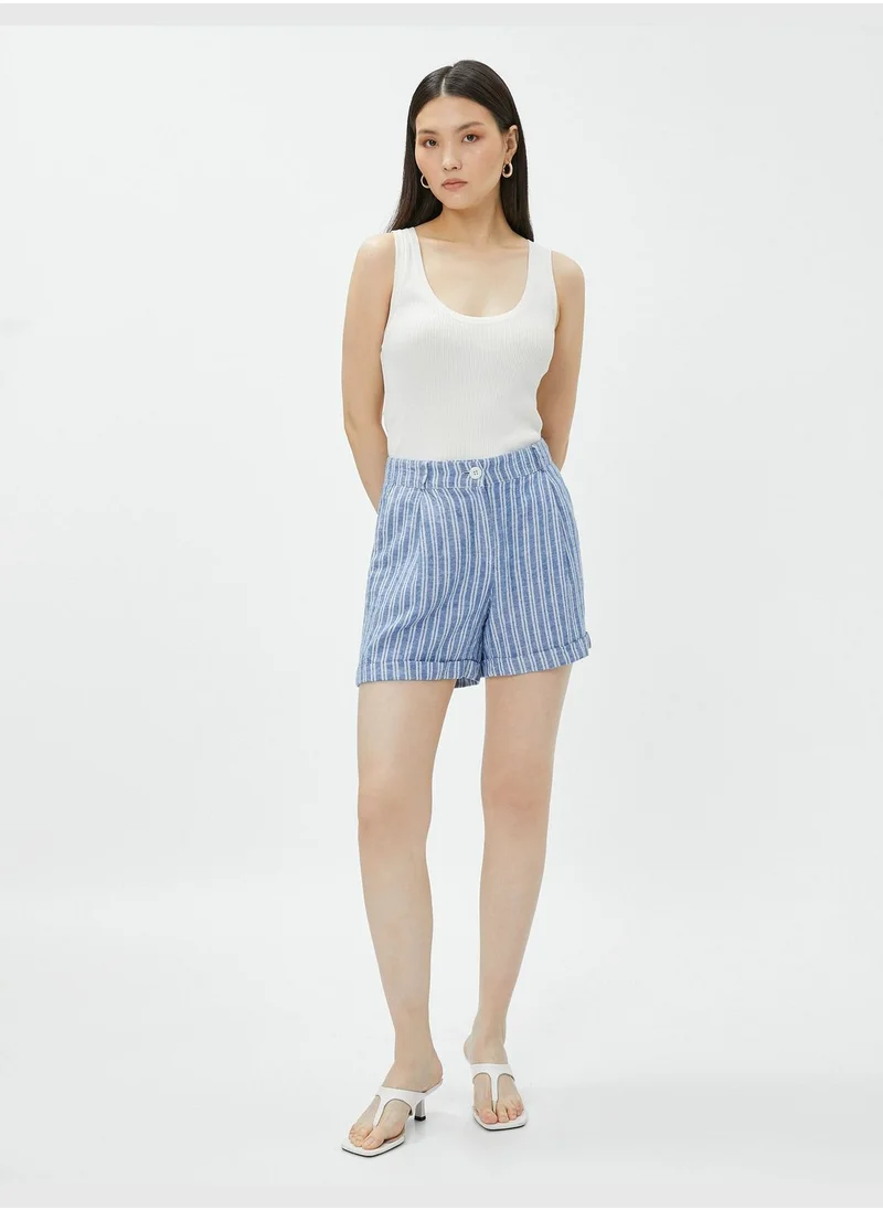 كوتون Linen Mix Pocket Detail Shorts