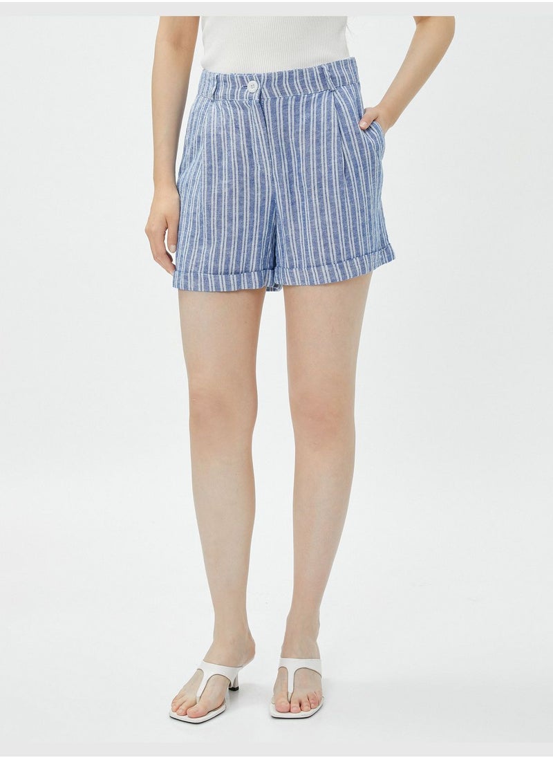 KOTON Linen Mix Pocket Detail Shorts  - Image 3