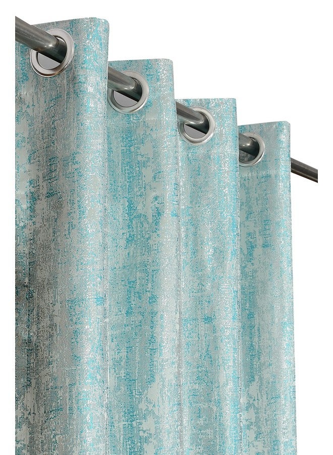 بوراف لايت ستائر من الجوت المعتمة من Purav Light Jacquard للباب بطول 8 أقدام لغرفة المعيشة وغرفة النوم، بتصميم محكم، أزرق مائي - مجموعة من قطعتين - Image 4