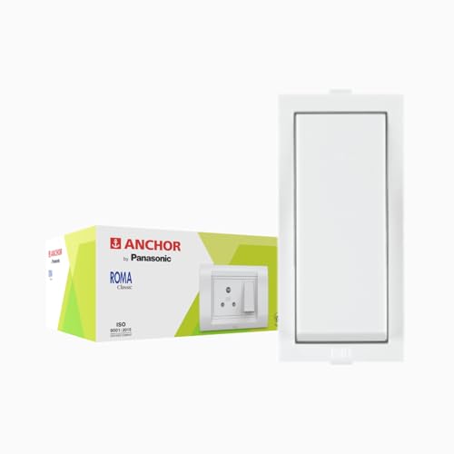 Anchor by Panasonic Roma Classic 10AX One Way Switch, 1 Module Switch for Low to Medium Power Appliances, 10 Years on Site Warranty (21011) - Image 1