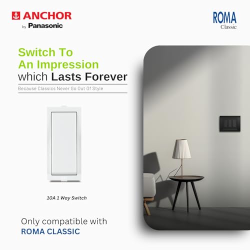Anchor by Panasonic Roma Classic 10AX One Way Switch, 1 Module Switch for Low to Medium Power Appliances, 10 Years on Site Warranty (21011) - Image 3