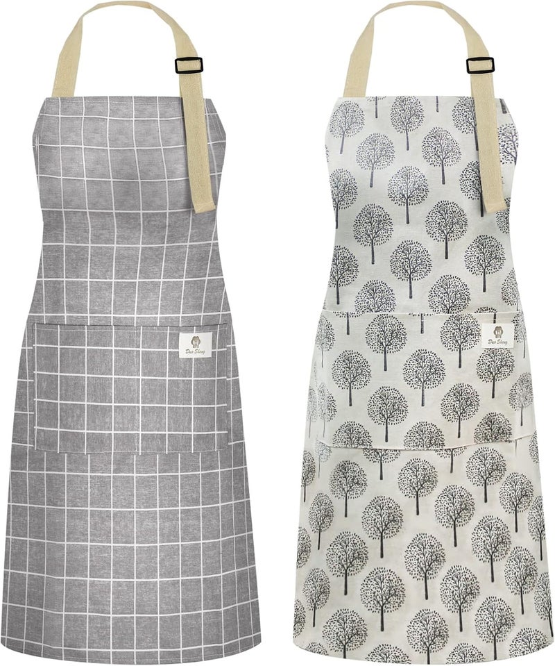 NLUS 2 Pack Kitchen Cooking Aprons, Adjustable Bib Soft Chef Apron with 2 Pockets for Men Women - Image 1