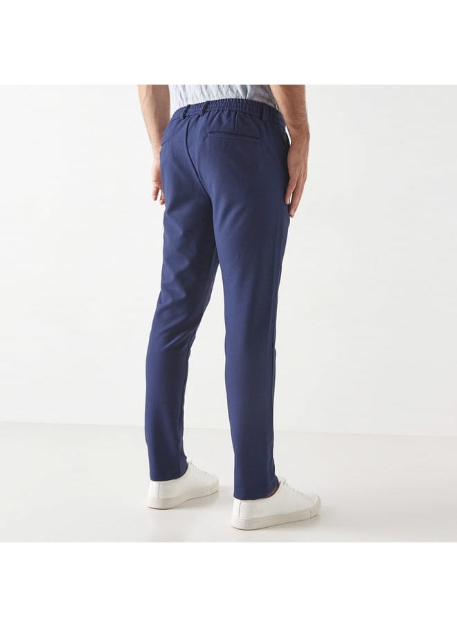 Iconic Iconic Textured Pants with Semi-Elasticated Waist and Pockets  - Image 3