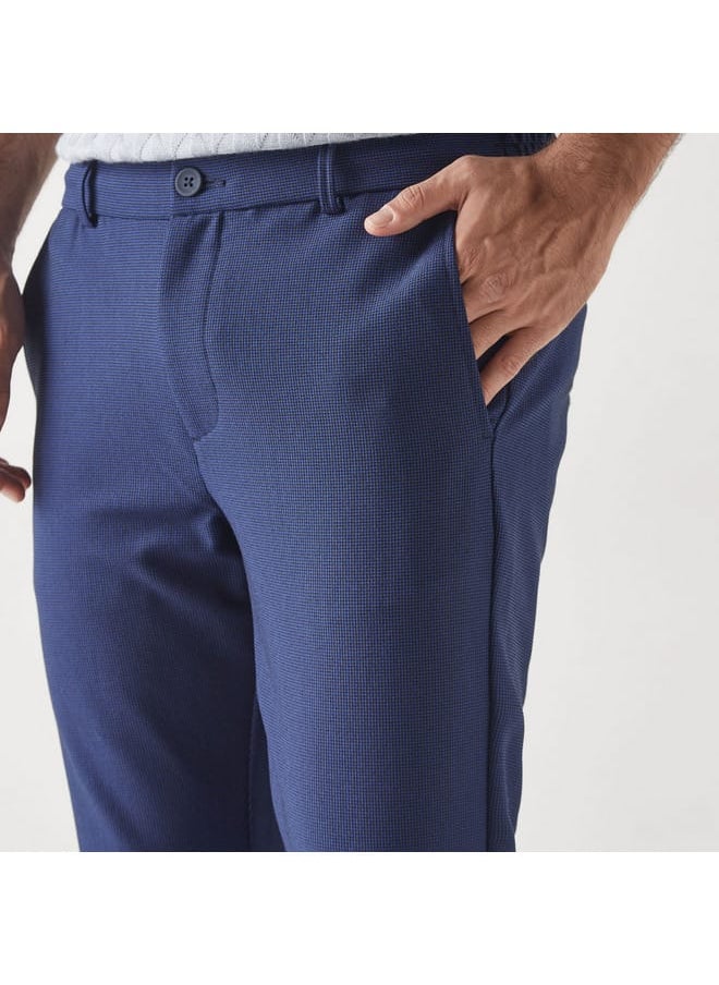 Iconic Iconic Textured Pants with Semi-Elasticated Waist and Pockets  - Image 4