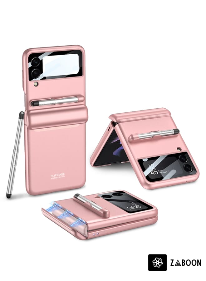 Zaboon غطاء حماية لهاتف سامسونج جالكسي Z Flip3 5G GKK مغناطيسي بتغطية كاملة مع قلم - Image 1