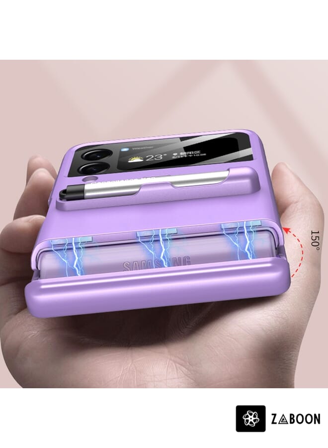 Zaboon غطاء حماية لهاتف سامسونج جالكسي Z Flip3 5G GKK مغناطيسي بتغطية كاملة مع قلم - Image 4