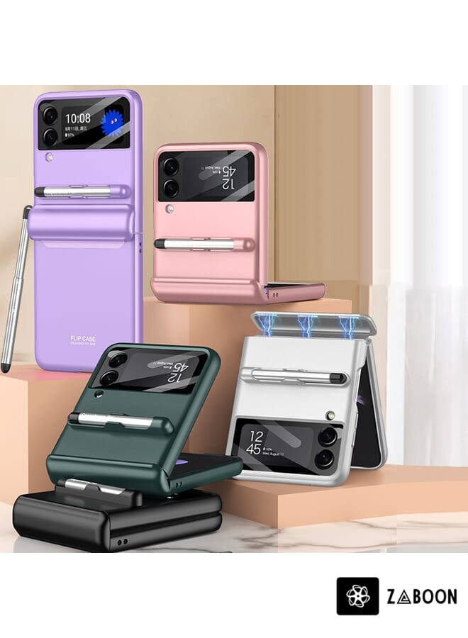 Zaboon غطاء حماية لهاتف سامسونج جالكسي Z Flip3 5G GKK مغناطيسي بتغطية كاملة مع قلم - Image 2