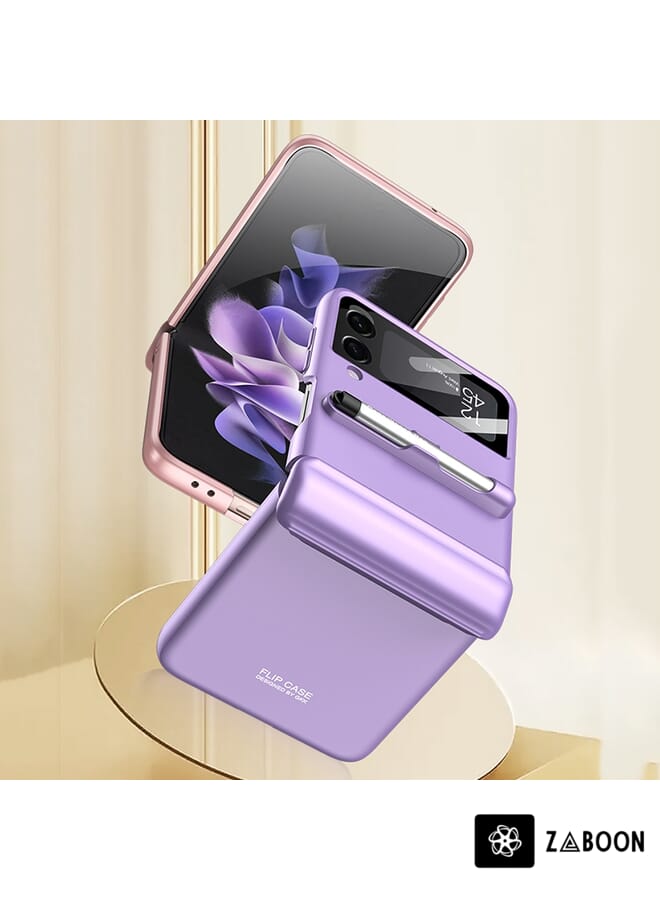 Zaboon غطاء حماية لهاتف سامسونج جالكسي Z Flip3 5G GKK مغناطيسي بتغطية كاملة مع قلم - Image 3