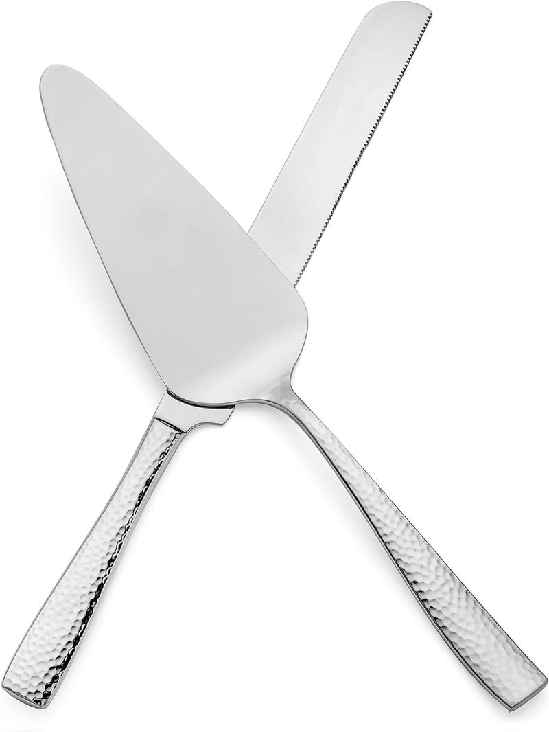 Hudson Essentials Hammered 18/10 Stainless Steel Cake Knife & Cake Server Set - Image 4