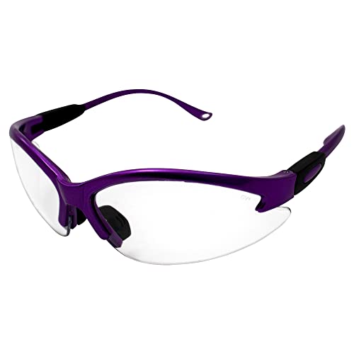 Global Vision Cougar Safety Glasses Nurses Dental Assistant Glasses Shooting Glasses for Women Ladies Men Purple Frame with Clear Lenses - Image 1