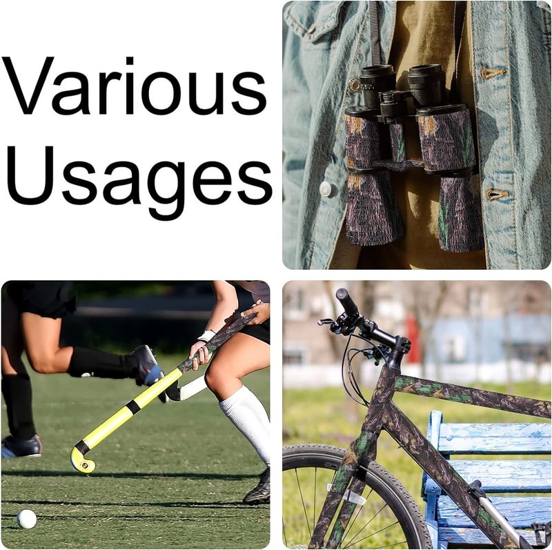 DROK 10 Roll Camo Tape, 1.97in x 14.76ft Camouflage Self-Adhesive Bionic Wood Wrap Bandage for Outdoor Athletic Sports Bicycle Hockey Skateboard Scooter, 4.92Yard Cohesive Camo Stretch Reusable Tape - Image 3