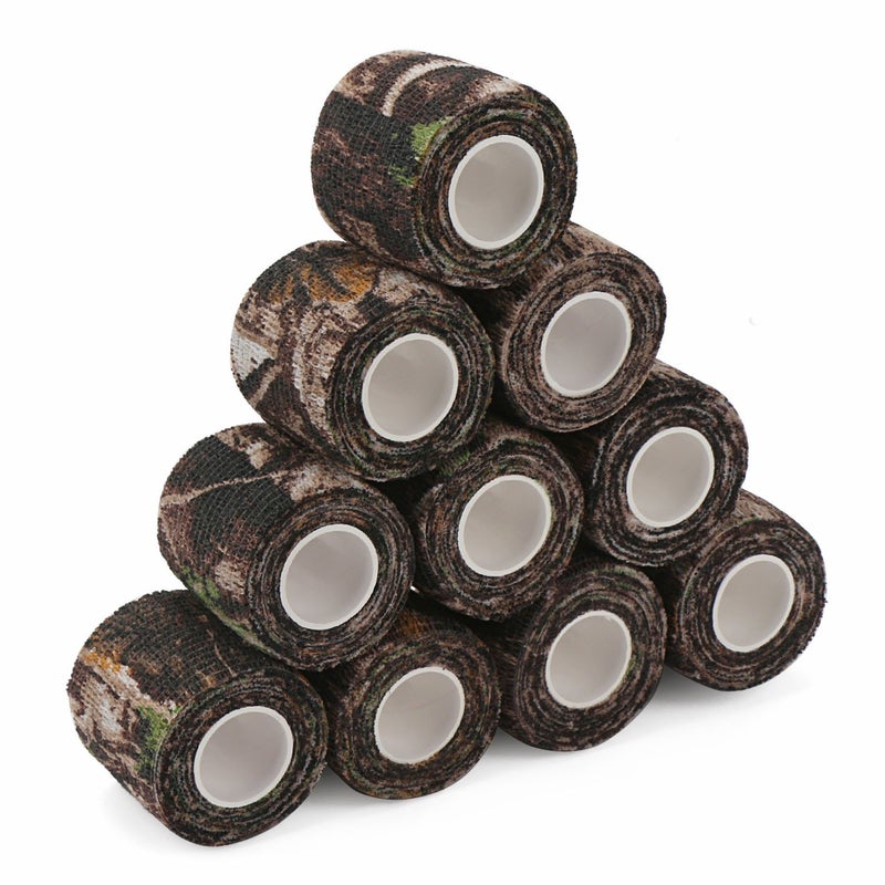 DROK 10 Roll Camo Tape, 1.97in x 14.76ft Camouflage Self-Adhesive Bionic Wood Wrap Bandage for Outdoor Athletic Sports Bicycle Hockey Skateboard Scooter, 4.92Yard Cohesive Camo Stretch Reusable Tape - Image 2