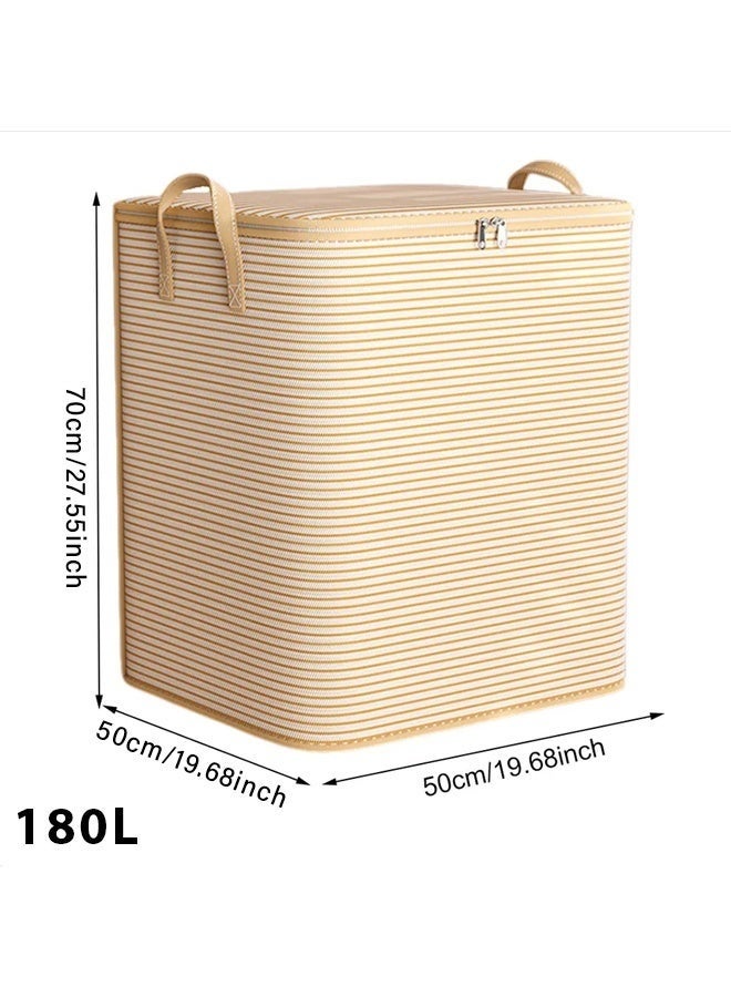 Laundry Basket,180L Laundry Hamper,Large Laundry Baskets With Easy Carry Handles,Freestanding Waterproof Clothes Hamper Storage Basket,Closet Organizer For Blankets, Clothes, Cotton Quilt, And Moving Packing,Beige - Image 2