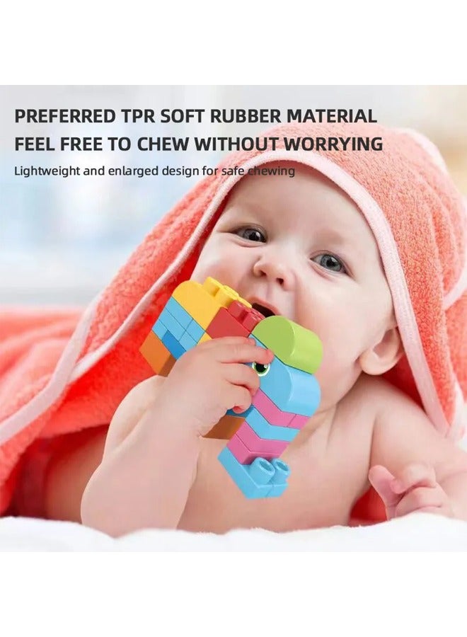 Wonderful toys baby large soft building blocks toys teether rubber large building blocks set baby soft building blocks 0 to 1 year old children can chew baby toys soft large particles assembly educa - Image 3