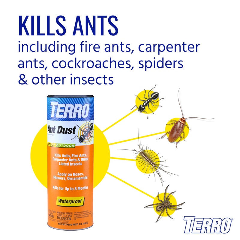 TERRO T600 Ant Dust Powder Killer for Indoors and Outdoors - Kills Ants, Fire Ants, Carpenter Ants, Roaches, Spiders, and Other Insects , 1lb - Image 2
