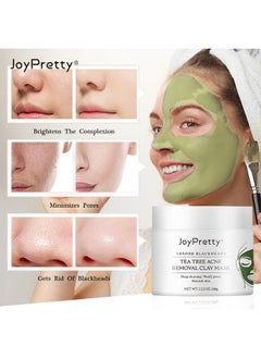 JoyPretty Tea Tree Acne Removal Clay Mask - Blackheads & Acne Removal Tea Tree Clay Face Mask Minimize Pores Reduce Blackhead & Acne Anti-Aging Wrinkle Reduction Skincare with Tea Tree Face Mask 60g  - Image 2