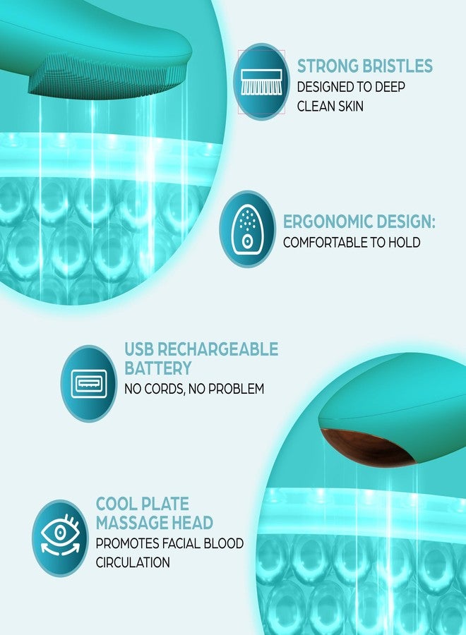 Bella Ciao 12-Speed Gentle Facial-Cleansing Brush, Rechargeable Silicone Face Scrubber, Deep-Cleaning and Exfoliating Face-Wash Brush, Water-Resistant Design, Aqua - Image 4