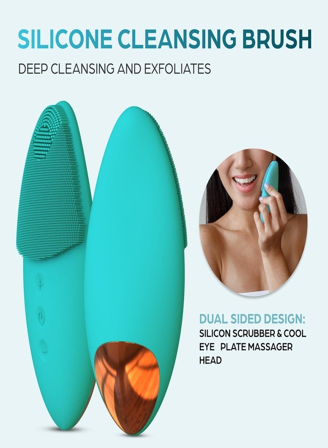 Bella Ciao 12-Speed Gentle Facial-Cleansing Brush, Rechargeable Silicone Face Scrubber, Deep-Cleaning and Exfoliating Face-Wash Brush, Water-Resistant Design, Aqua - Image 2