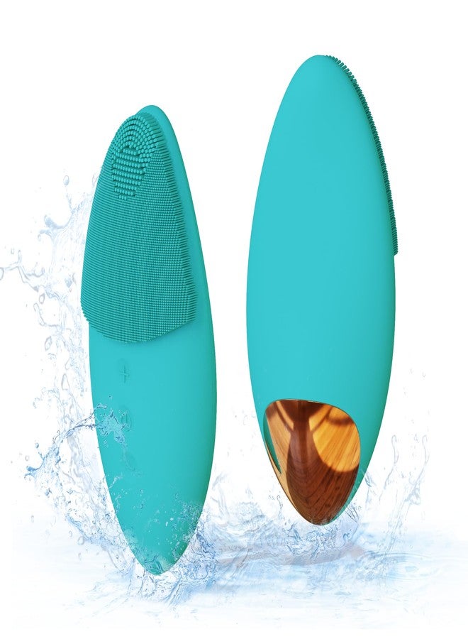 Bella Ciao 12-Speed Gentle Facial-Cleansing Brush, Rechargeable Silicone Face Scrubber, Deep-Cleaning and Exfoliating Face-Wash Brush, Water-Resistant Design, Aqua - Image 1
