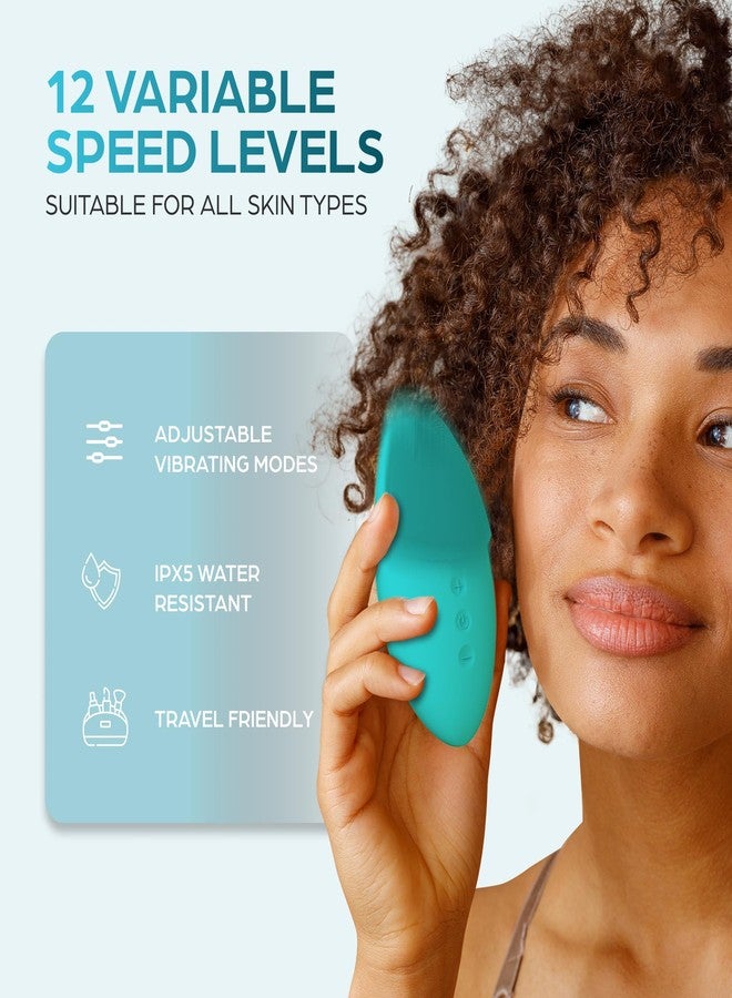 Bella Ciao 12-Speed Gentle Facial-Cleansing Brush, Rechargeable Silicone Face Scrubber, Deep-Cleaning and Exfoliating Face-Wash Brush, Water-Resistant Design, Aqua - Image 5