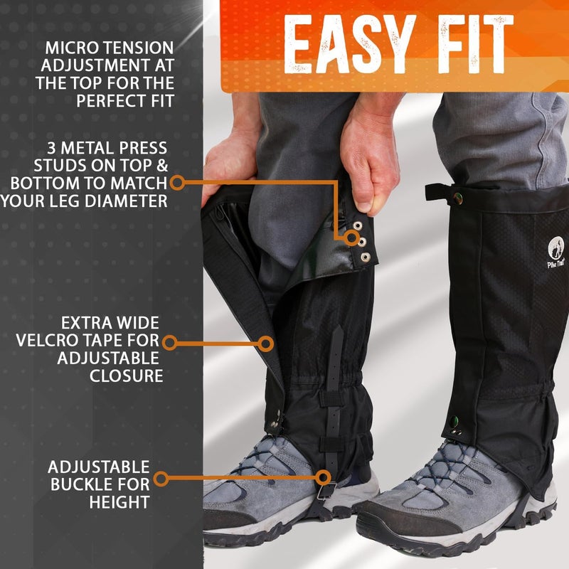 Pike Trail Waterproof Adjustable Leg Gaiters: For Hiking in Mud, Sand, and Snow - Hunting, Mountain Climbing, or Snowshoeing - Image 3