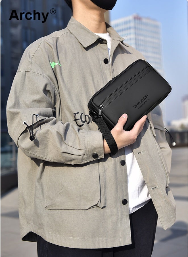 أرشي حقيبة كتف أنيقة للرجال للأنشطة الخارجية - سعة كبيرة، متينة ومقاومة للماء | تصميم متعدد الجيوب، مثالية للمشي والاستخدام اليومي | حزام قابل للتعديل، تصميم أنيق وعملي - Image 3