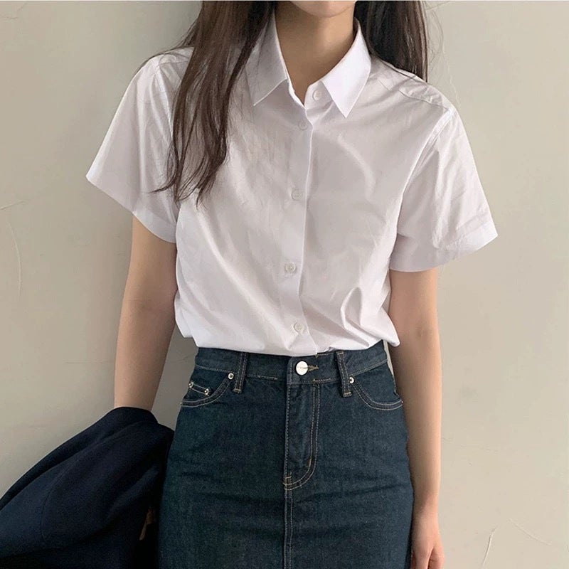 [Imitation Cotton] 2023 Summer Hollow Back Shirt Womens Design Sense Fashion Casual Western Style Top 8807#white