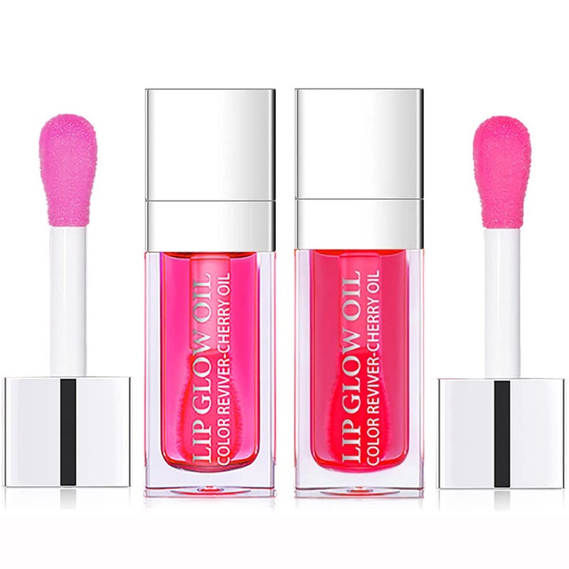 2 Set Lip Oil Hydrating Tinted Lip Balm Plump Lip Gloss Lip Care Transparent Toot Lip Oil Tinted Fresh Texture  Nonsticky Nourishing Repairing Lightening Lip Lines Lip Care Products Raspberry  Cherry