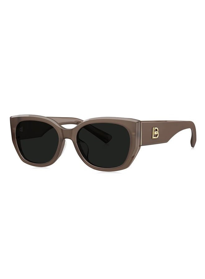 BOLON Women Trendy Cat Eye Polarized Sunglasses, Exclusive Eyewear Brand of EssilorLuxottica, Translucent Latte/Grey Polarized Regular, 56mm - Image 1