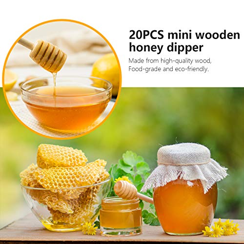 FFNIU 25Pcs Honey Dipper Sticks, Wooden Honey Dipper, 3 Inch Mini Honeycomb Stick, Honey Stirrer Stick for Jar Dispense Drizzle and Wedding Party Present - Image 3
