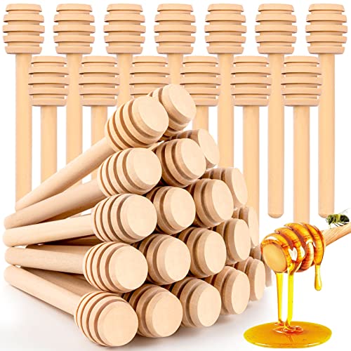 FFNIU 25Pcs Honey Dipper Sticks, Wooden Honey Dipper, 3 Inch Mini Honeycomb Stick, Honey Stirrer Stick for Jar Dispense Drizzle and Wedding Party Present - Image 1