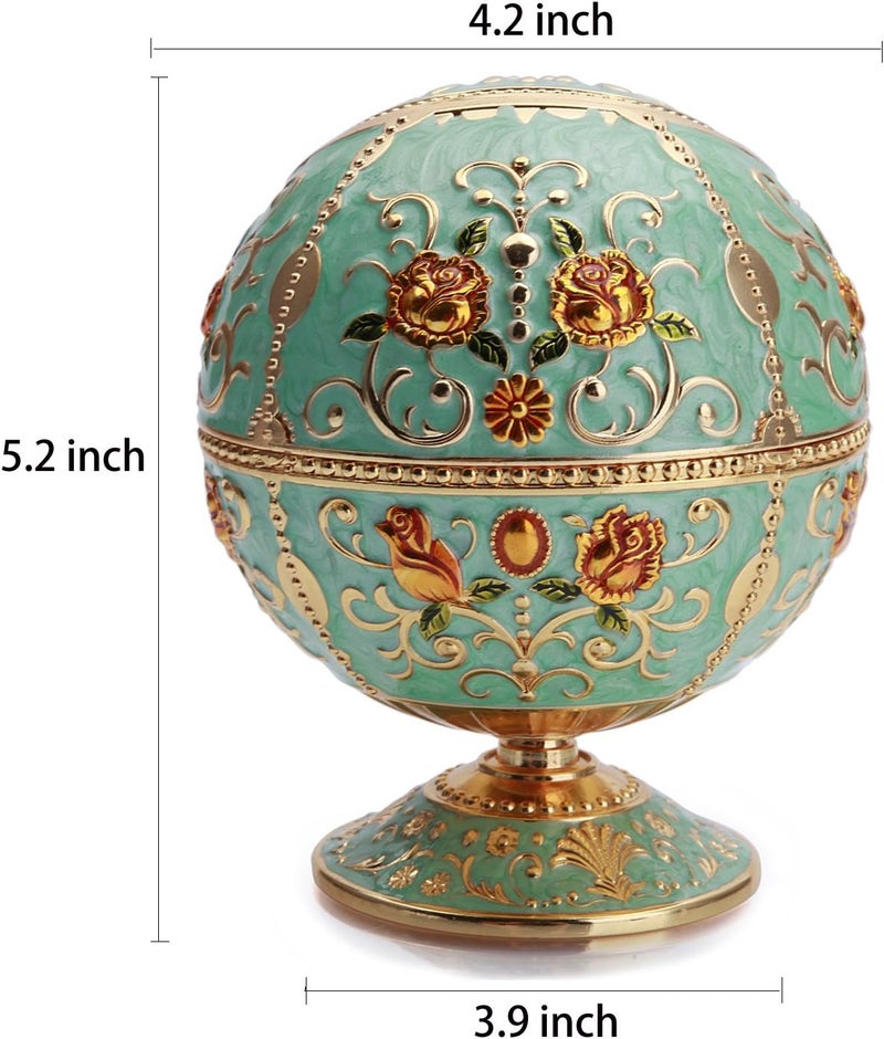 K COOL Windproof Ashtray with Lid Metal Portable Cigarettes Ashtrays for Outdoors Indoors Hand Stamped Pattern Smoking Ashtray Fancy Gift for Men Women(Jade Green) - Image 2