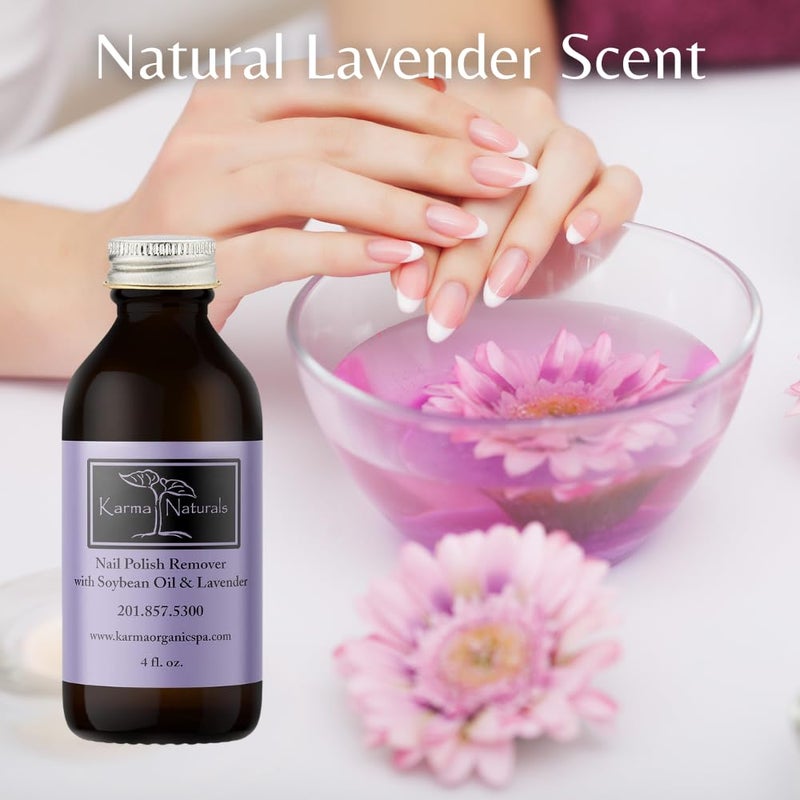karma organic مزيل طلاء الأظافر العضوي من كارما بزيت فول الصويا وزيت اللافندر - غير سام، نباتي، خالي من التجارب على الحيوانات، خالي من الأسيتون - مقوي للأظافر - 4 أونصات سائلة - Image 2