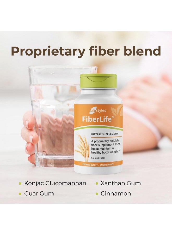 Intra Lifestyles FiberLife Supplement - Soluble Fiber for Digestive Health & Cholesterol Support with Konjac, Guar Gum, Xanthan Gum, and Cinnamon - Made in Canada - 60 Capsules - Image 3