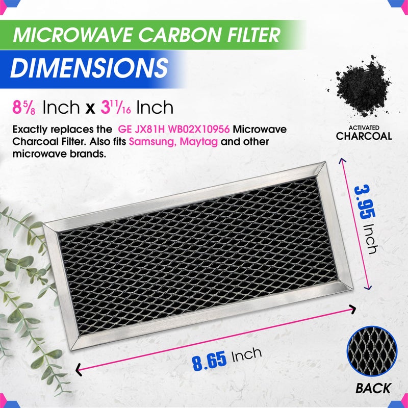 Bagean Microwave Filter Replacement 8.67"" X 3.95"" For Jx81H Wb02X10956 Ge Microwave Charcoal Filter - Fits Samsung Carbon Filter - Freshens And Filters Kitchen Air In Over-The-Range Oven Stove Fan (2-Pack) - Image 3