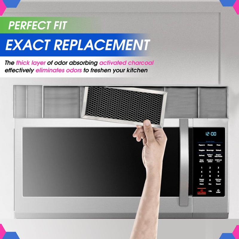 Bagean Microwave Filter Replacement 8.67"" X 3.95"" For Jx81H Wb02X10956 Ge Microwave Charcoal Filter - Fits Samsung Carbon Filter - Freshens And Filters Kitchen Air In Over-The-Range Oven Stove Fan (2-Pack) - Image 5