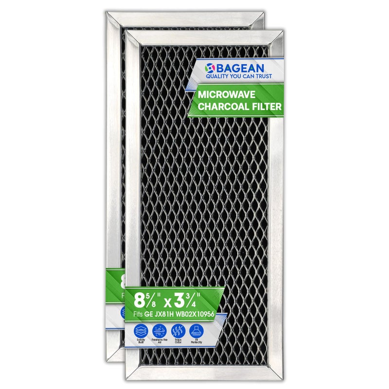 Bagean Microwave Filter Replacement 8.67"" X 3.95"" For Jx81H Wb02X10956 Ge Microwave Charcoal Filter - Fits Samsung Carbon Filter - Freshens And Filters Kitchen Air In Over-The-Range Oven Stove Fan (2-Pack) - Image 1
