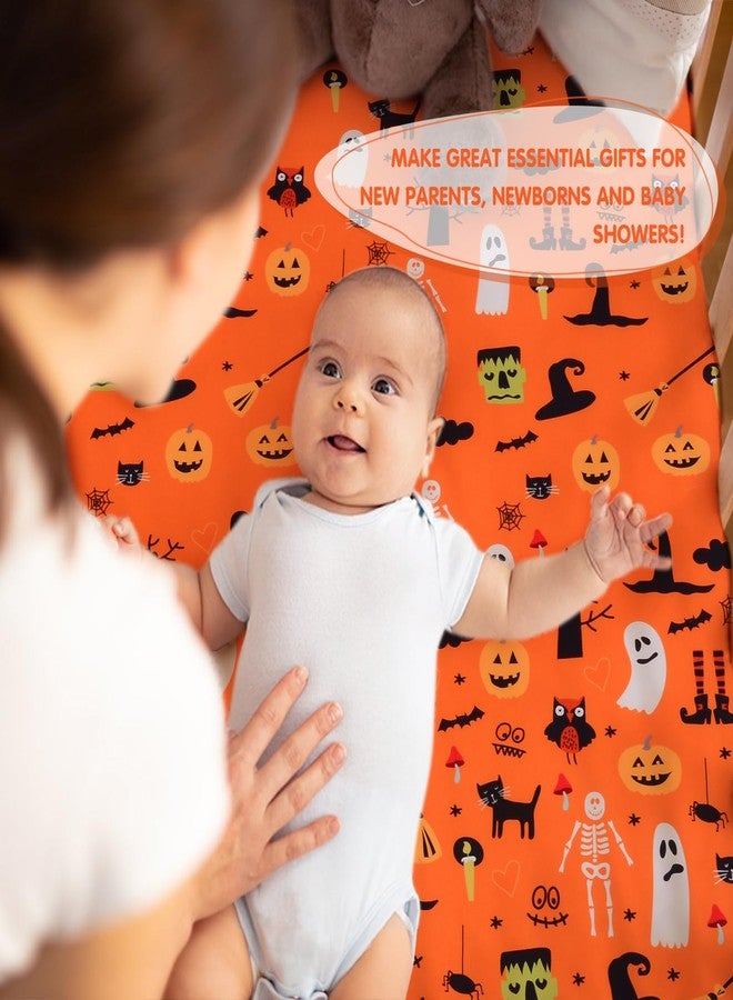 JISEN Baby Crib Sheet 1 Piece Portable Fitted Crib Sheet for Standard Crib and Toddler Mattresses Nursery Bed Decor for Boys Girls 28x52 Halloween Ghost - Image 4