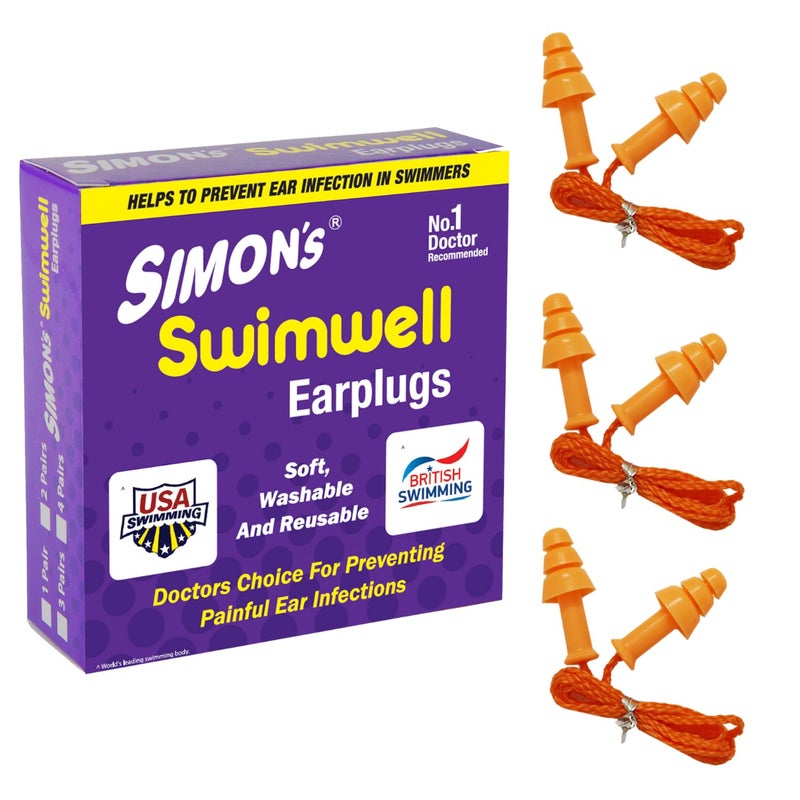 Simon's Swimwell 3 Pairs Reusable Silicone Earplug (Carry Case) - Image 1