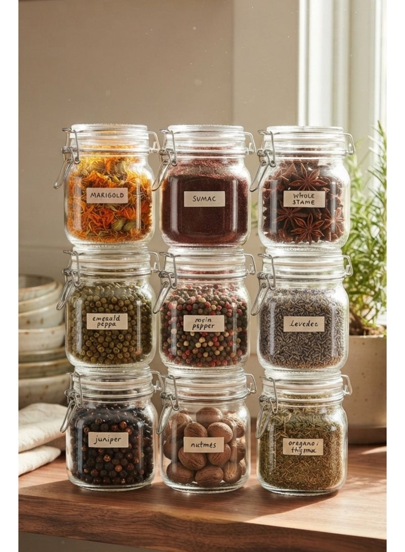طقم 6 برطمانات زجاجية بغطاء كليب محكم الإغلاق - متوفر بثلاث أحجام: 500 مل، 750 مل، 1 لتر - لتنظيم المطبخ والمخزن - Image 2
