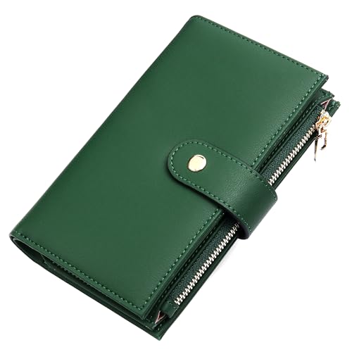 yiijay Womens Wallet RFID Blocking Leather Trifold Clutch Wallet Credit Card Holder Ladies Travel Wallet Purse with Pen Holder - Image 1