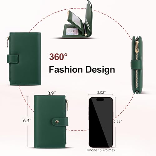 yiijay Womens Wallet RFID Blocking Leather Trifold Clutch Wallet Credit Card Holder Ladies Travel Wallet Purse with Pen Holder - Image 4