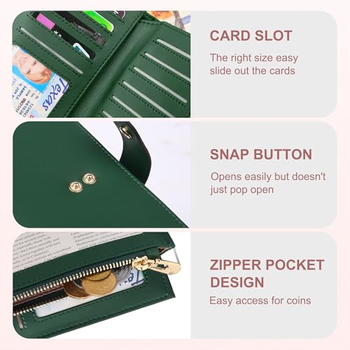 yiijay Womens Wallet RFID Blocking Leather Trifold Clutch Wallet Credit Card Holder Ladies Travel Wallet Purse with Pen Holder - Image 3