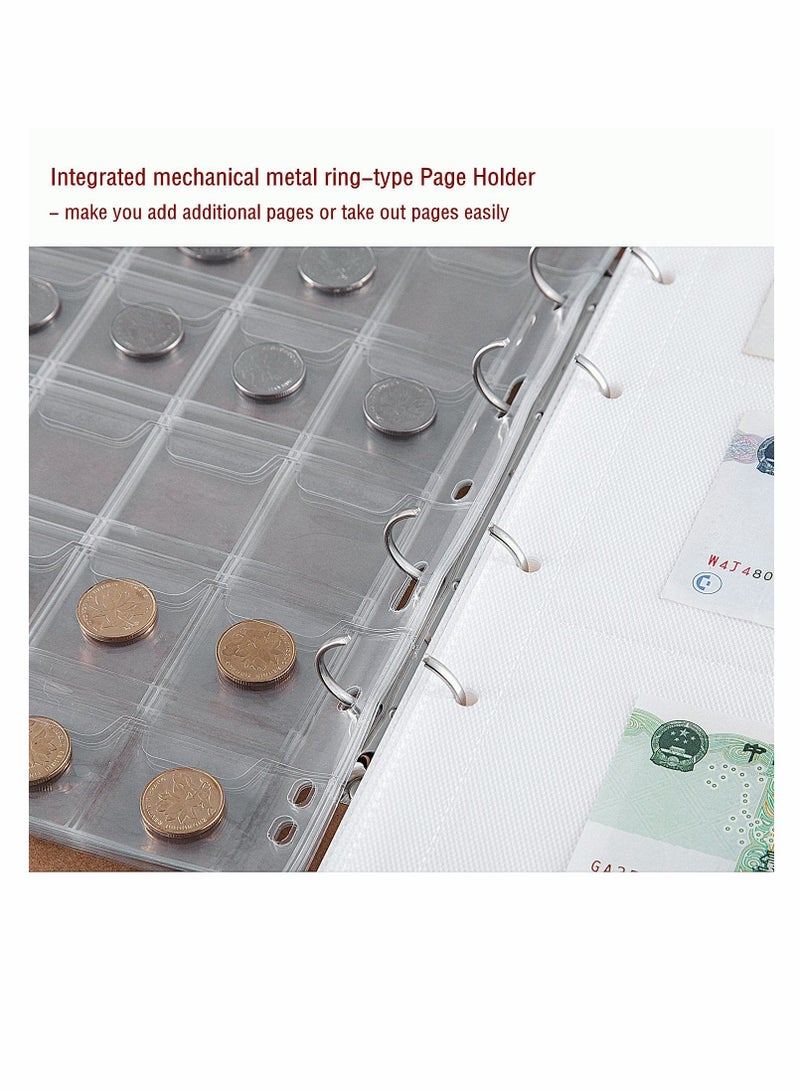 Excefore Coin Collecting Holder Album with 150 Coin Pockets and 240 Paper Currency Pockets, PU Leather Coins Collection Holder - Image 5