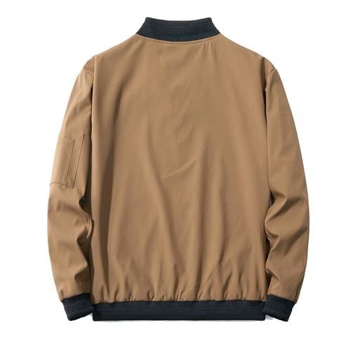 URBANFIND Men's Slim Fit Lightweight Sportswear Jacket Casual Bomber Jacket US 2XL Coffee - Image 3