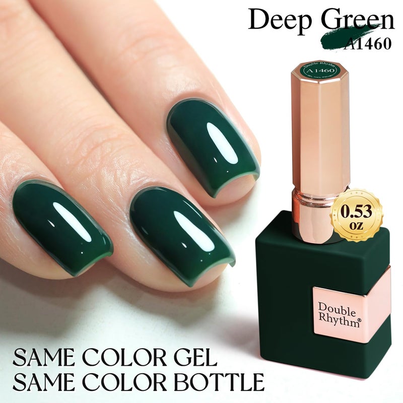 Double Rhythm 15ML Gel Polish Pure Sheer Same Color Same Bottle Soak Off Gel Polish Art Manicure Salon DIY at Home for Women (Deep Green-A1460) - Image 4