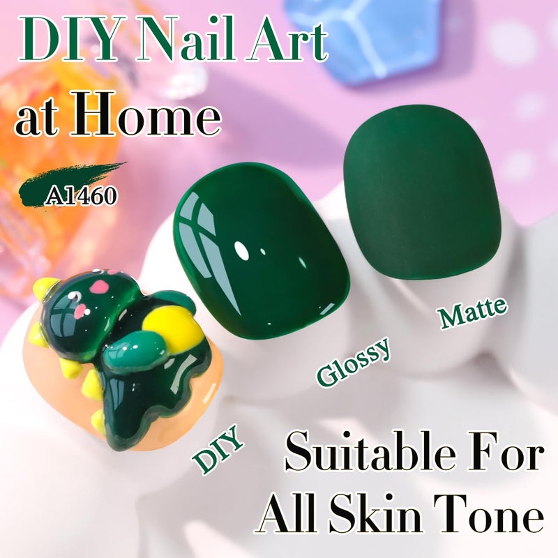 Double Rhythm 15ML Gel Polish Pure Sheer Same Color Same Bottle Soak Off Gel Polish Art Manicure Salon DIY at Home for Women (Deep Green-A1460) - Image 2